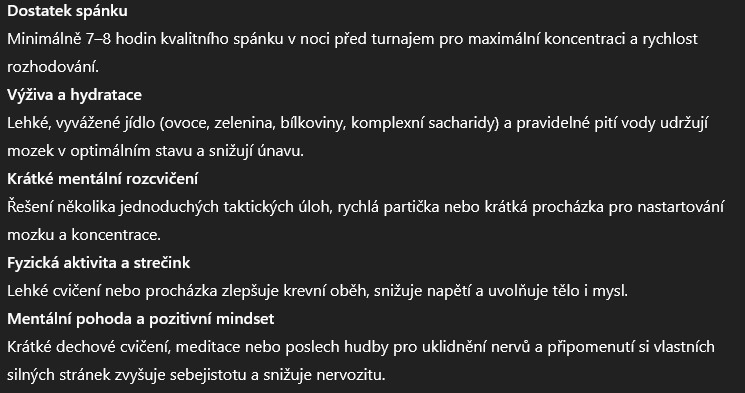 AI odporucania pred turnajom CZ